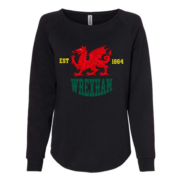 Retro Vintage Wrexham Wales red dragon Wrecsam Welsh Cymru Womens California Wash Sweatshirt