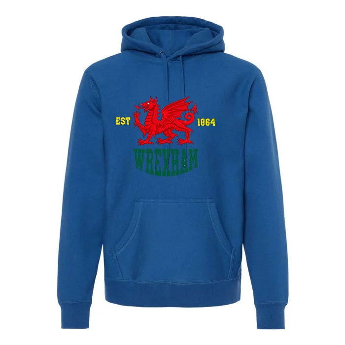 Retro Vintage Wrexham Wales red dragon Wrecsam Welsh Cymru Premium Hoodie