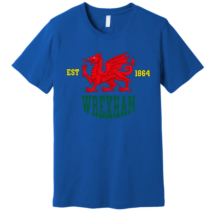 Retro Vintage Wrexham Wales red dragon Wrecsam Welsh Cymru Premium T-Shirt