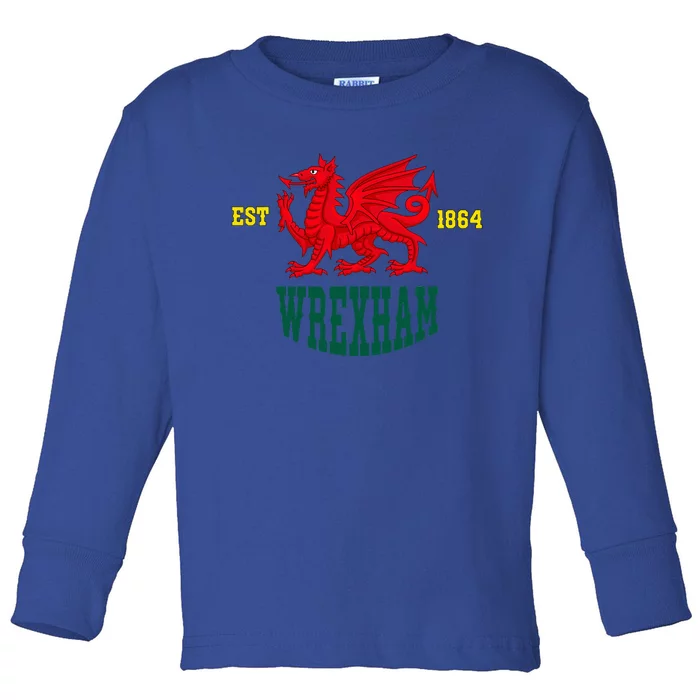 Retro Vintage Wrexham Wales red dragon Wrecsam Welsh Cymru Toddler Long Sleeve Shirt