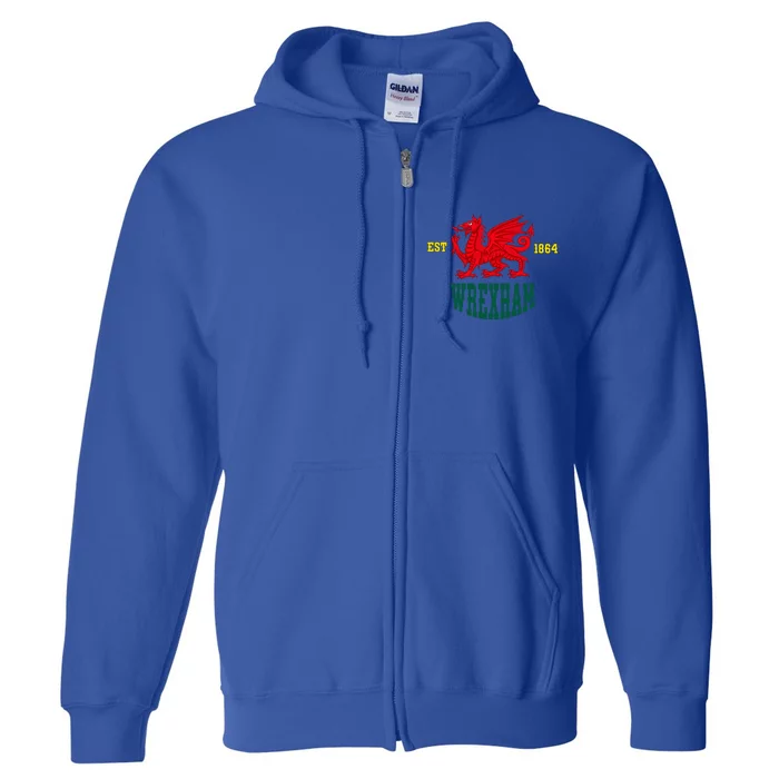 Retro Vintage Wrexham Wales red dragon Wrecsam Welsh Cymru Full Zip Hoodie