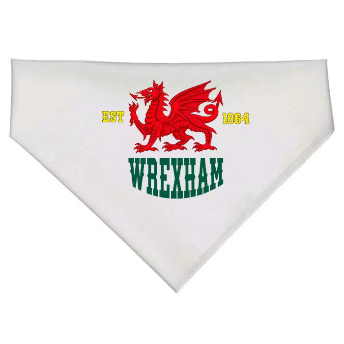 Retro Vintage Wrexham Wales red dragon Wrecsam Welsh Cymru USA-Made Doggie Bandana