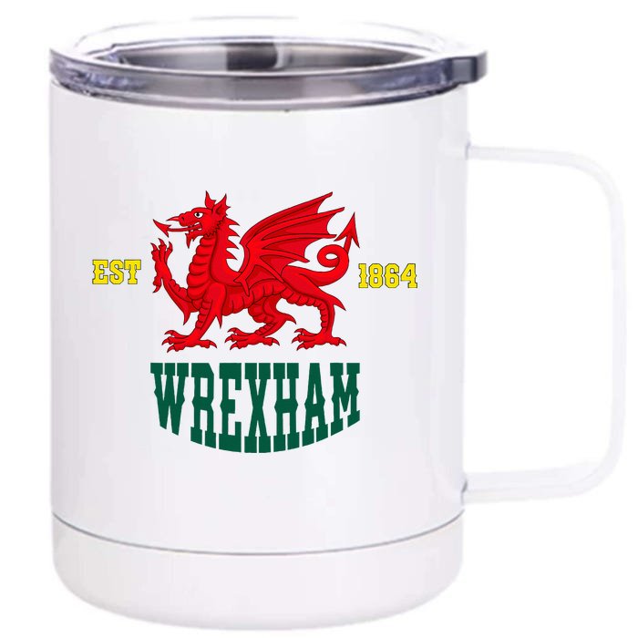 Retro Vintage Wrexham Wales red dragon Wrecsam Welsh Cymru Front & Back 12oz Stainless Steel Tumbler Cup