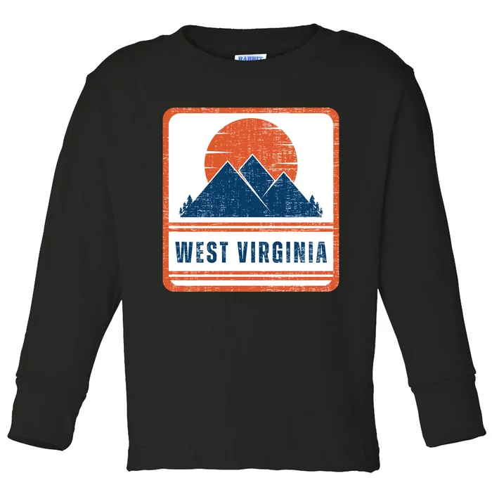 Retro Vintage West Virginia USA Mountain Gift For Men Toddler Long Sleeve Shirt