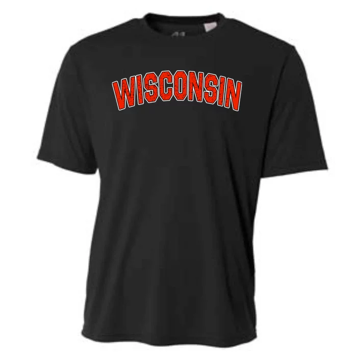 Retro Vintage Wisconsin State Wisconsin Varsity Gift Cooling Performance Crew T-Shirt