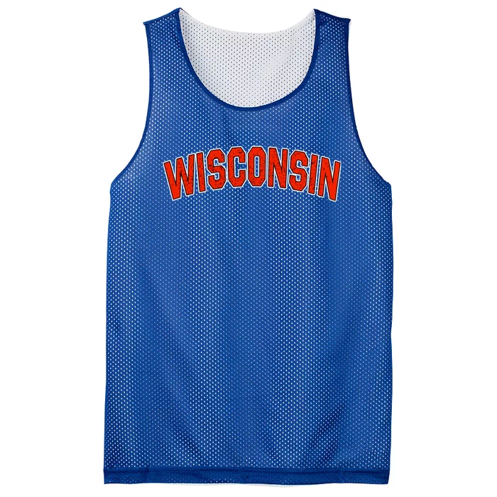 Retro Vintage Wisconsin State Wisconsin Varsity Gift Mesh Reversible Basketball Jersey Tank