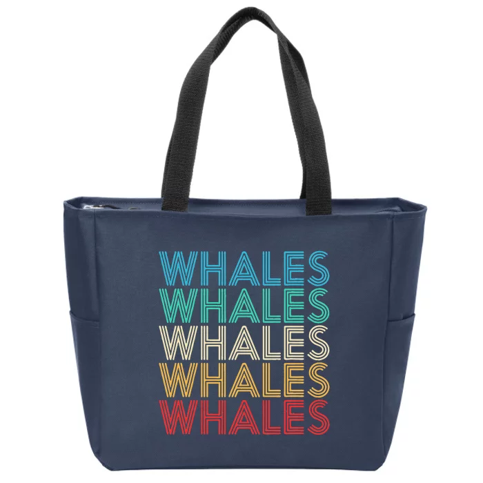 Retro Vintage Whale Zip Tote Bag