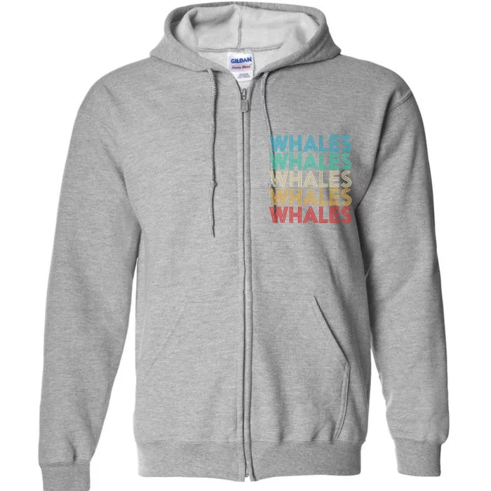 Retro Vintage Whale Full Zip Hoodie