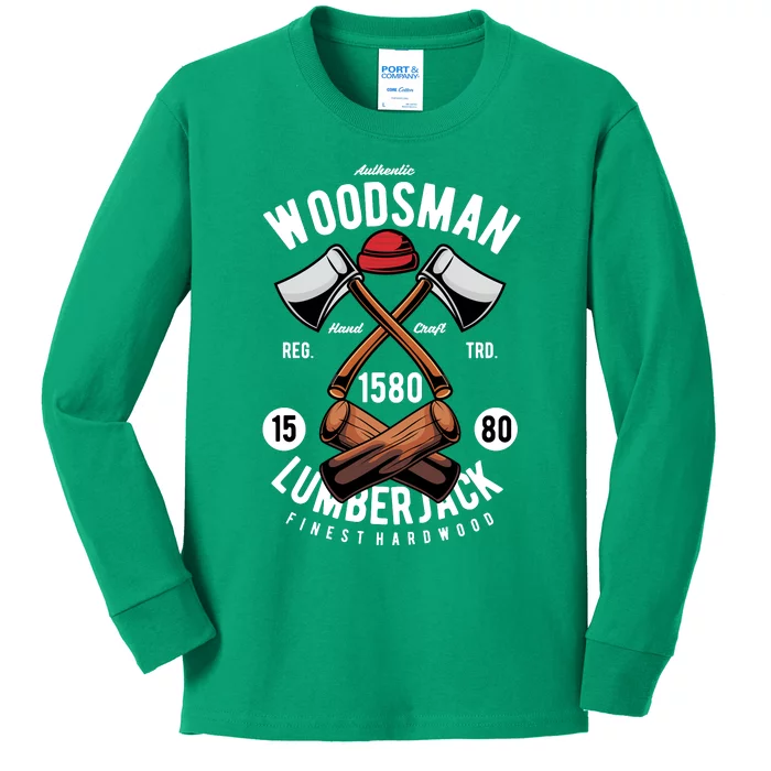 Retro Vintage Woodsman Kids Long Sleeve Shirt