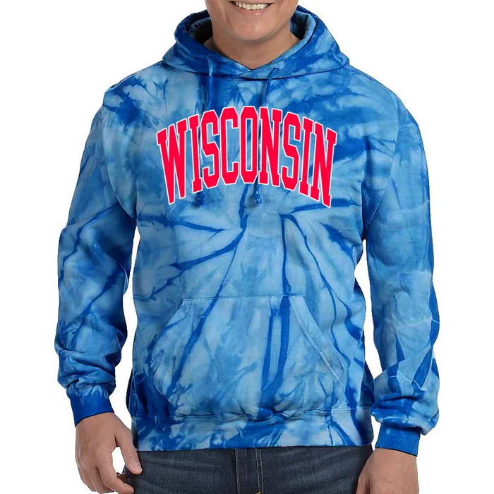 Retro Vintage Wisconsin State Distressed Souvenir Tie Dye Hoodie