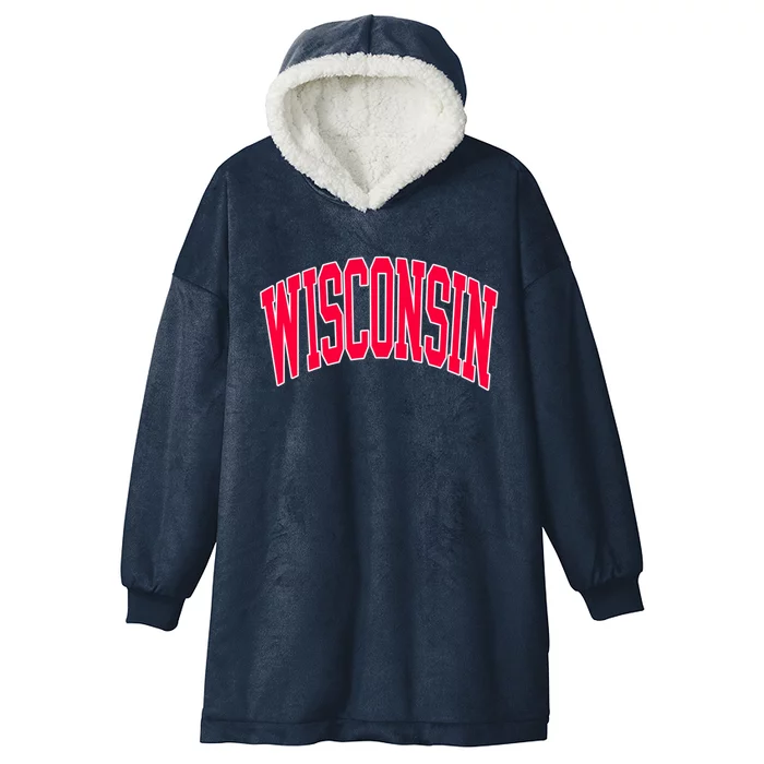 Retro Vintage Wisconsin State Distressed Souvenir Hooded Wearable Blanket