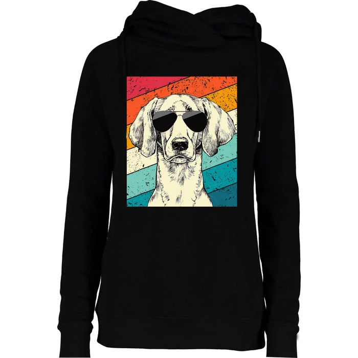 Retro Vintage Weimaraner With Sunglasses Dog Lovers Womens Funnel Neck Pullover Hood