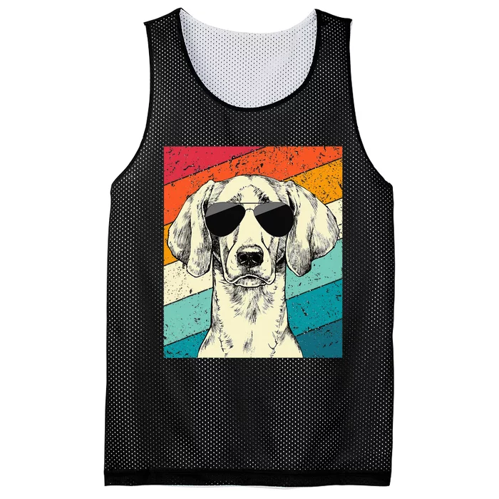 Retro Vintage Weimaraner With Sunglasses Dog Lovers Mesh Reversible Basketball Jersey Tank