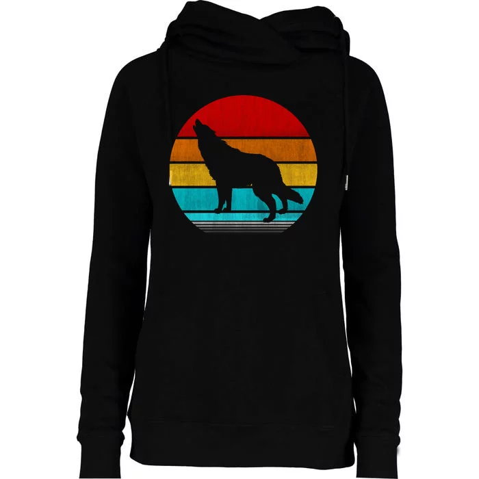 Retro Vintage Wolf Womens Funnel Neck Pullover Hood