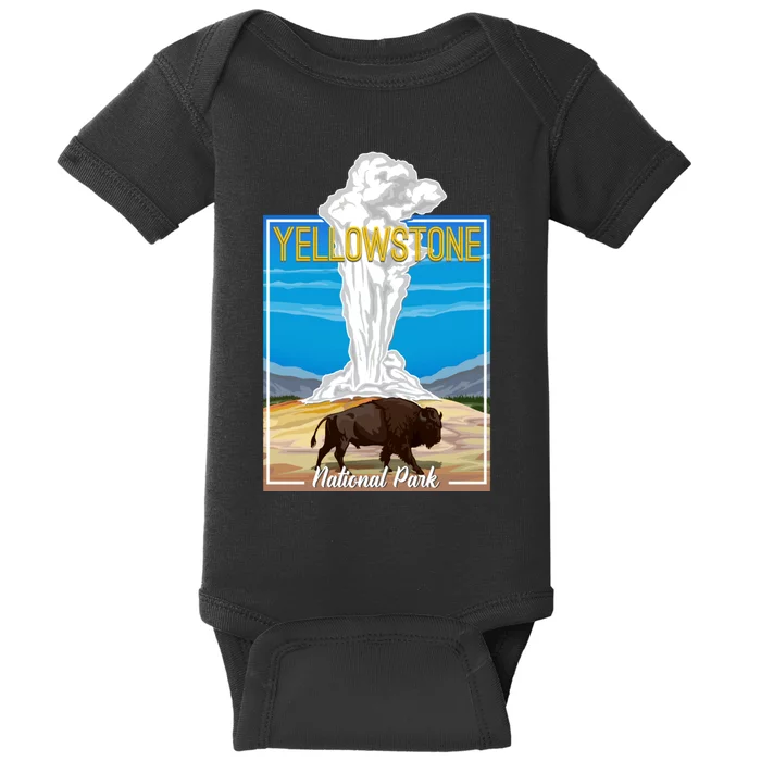 Retro Vintage Yellowstone National Park Baby Bodysuit