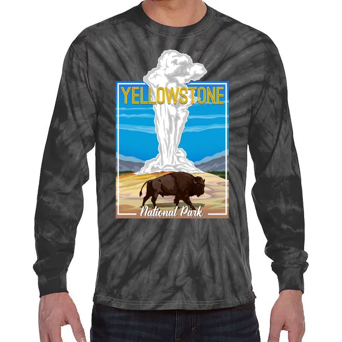 Retro Vintage Yellowstone National Park Tie-Dye Long Sleeve Shirt