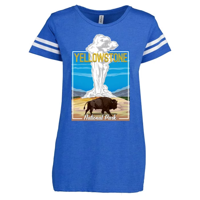 Retro Vintage Yellowstone National Park Enza Ladies Jersey Football T-Shirt