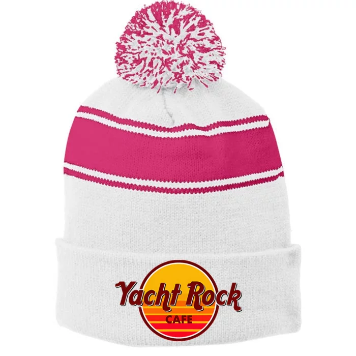 Retro Vintage Yacht Rock Music Cafe Party Boat Stripe Pom Pom Beanie