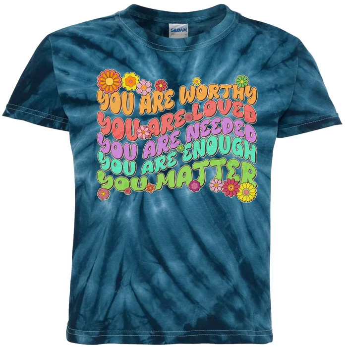 Retro Vintage You Are Worthy You Matter Kids Tie-Dye T-Shirt