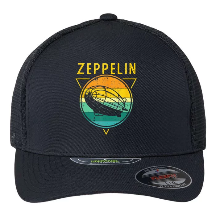 Retro Vintage Zeppelin 70s 80s Dirigible Airship Flexfit Unipanel Trucker Cap