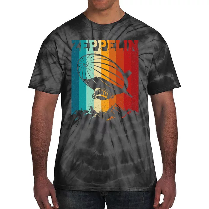 Retro Vintage Zeppelin Sunset 70s 80s Distressed Dirigible Tie-Dye T-Shirt