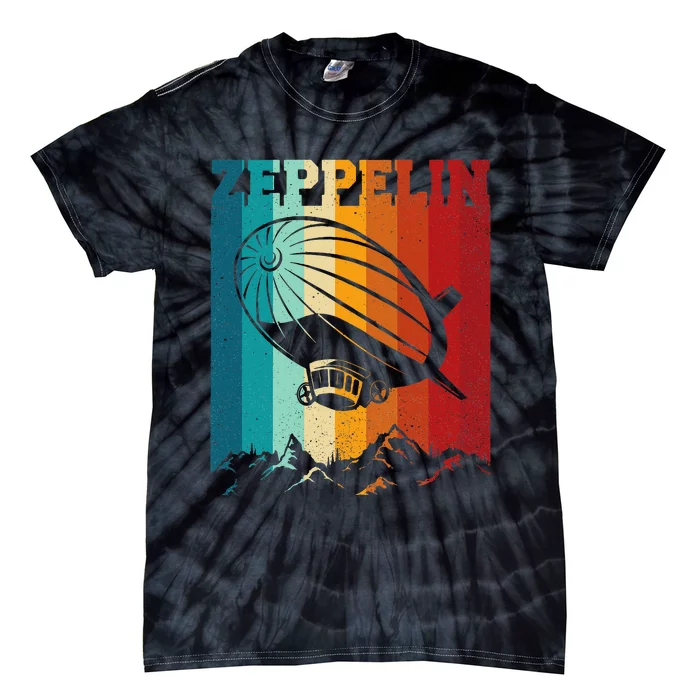 Retro Vintage Zeppelin Sunset 70s 80s Distressed Dirigible Tie-Dye T-Shirt