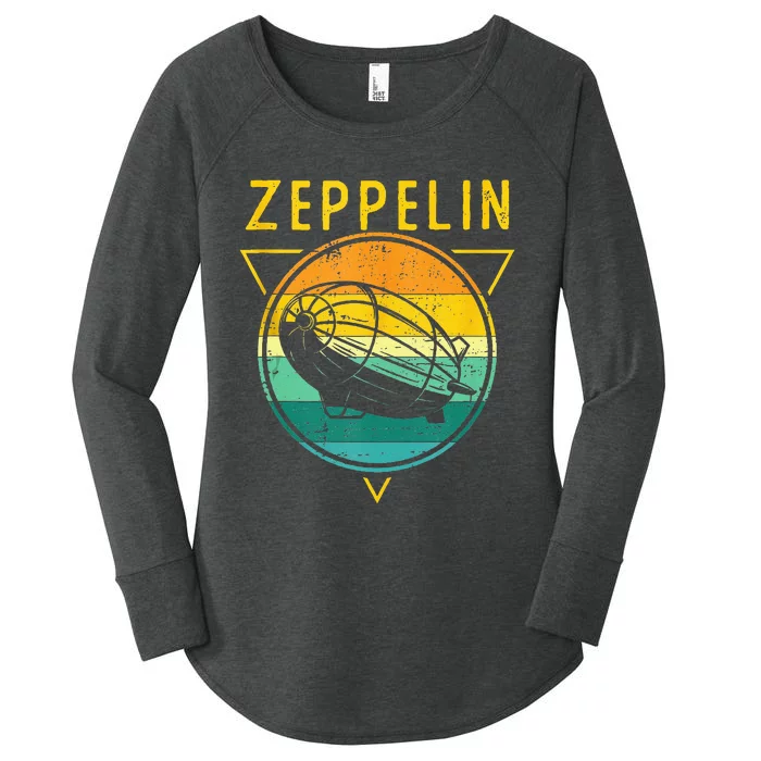 Retro Vintage Zeppelin 70s 80s Dirigible Airship Women's Perfect Tri Tunic Long Sleeve Shirt