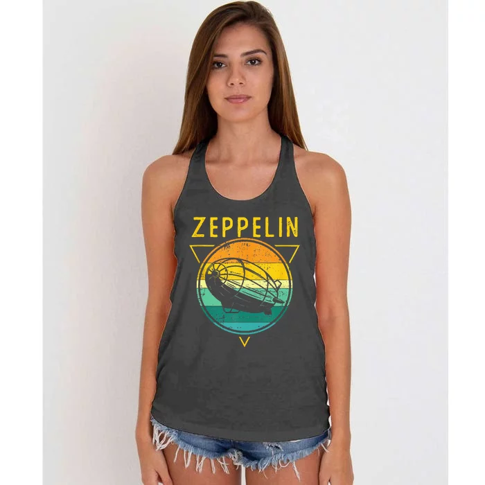 Retro Vintage Zeppelin 70s 80s Dirigible Airship Women's Knotted Racerback Tank