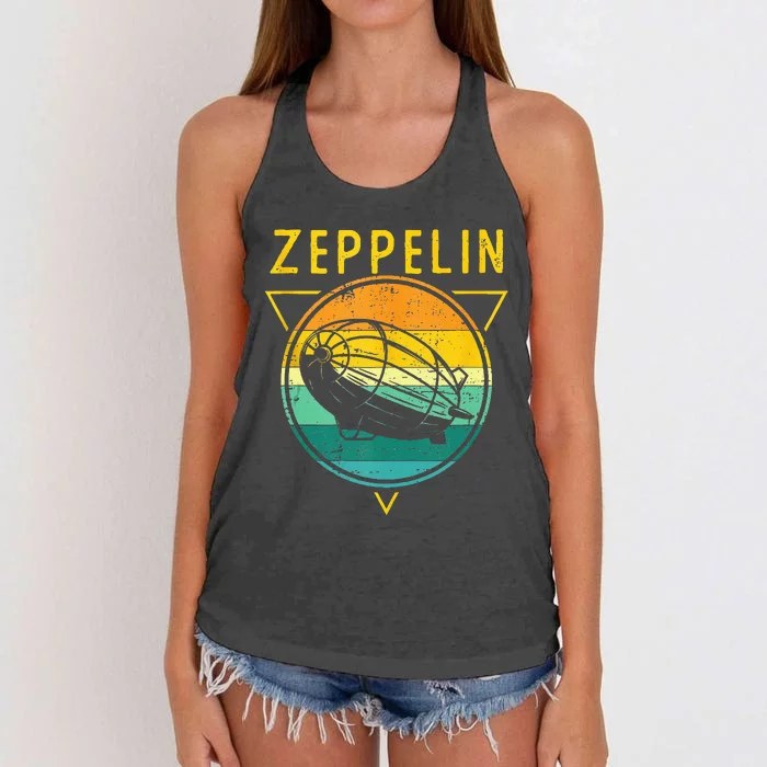 Retro Vintage Zeppelin 70s 80s Dirigible Airship Women's Knotted Racerback Tank