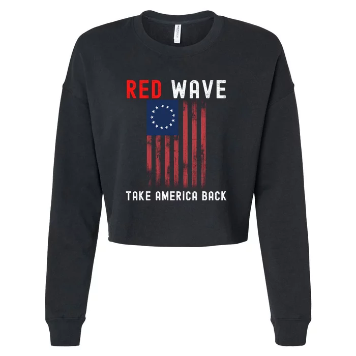 Red Wave 2022 Midterm Election Conservative Republican Cropped Pullover Crew