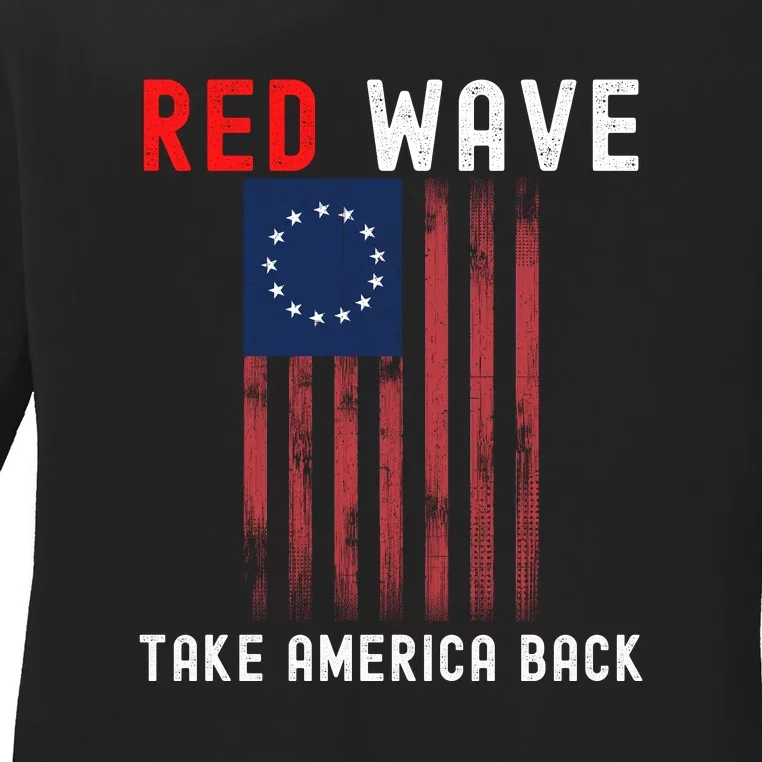 Red Wave 2022 Midterm Election Conservative Republican Ladies Long Sleeve Shirt