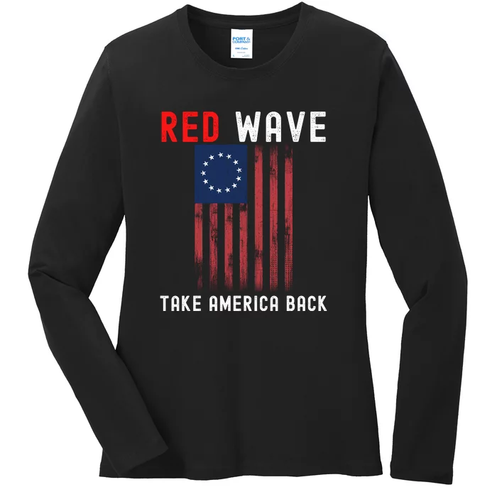 Red Wave 2022 Midterm Election Conservative Republican Ladies Long Sleeve Shirt