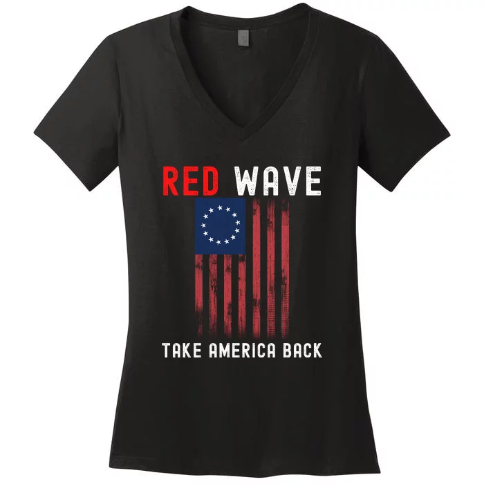 Red Wave 2022 Midterm Election Conservative Republican Women's V-Neck T-Shirt