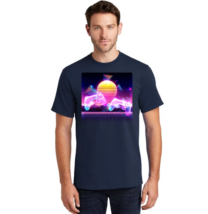 Retro Wave 80's Video Game Controllers Tall T-Shirt