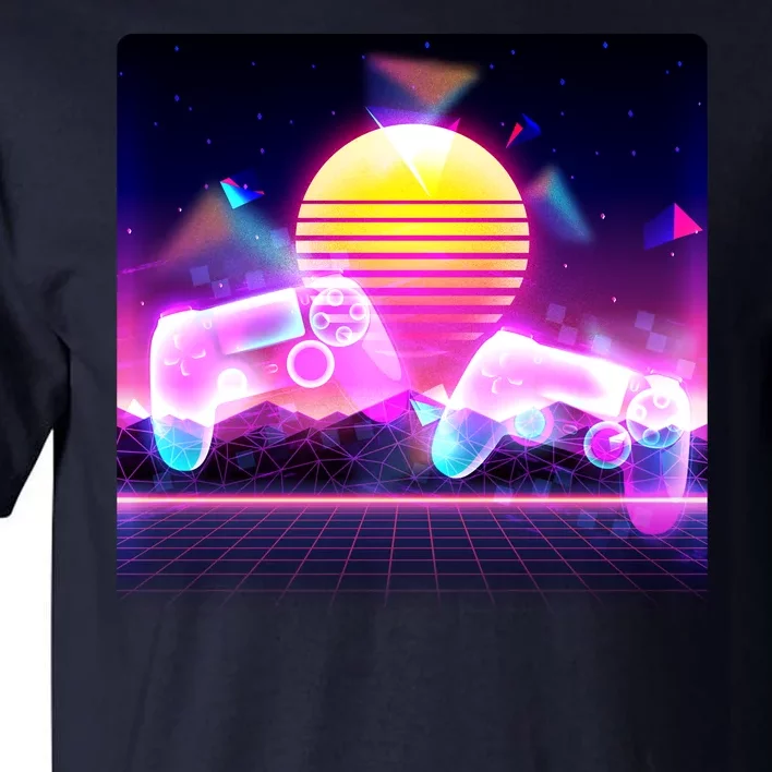 Retro Wave 80's Video Game Controllers Tall T-Shirt