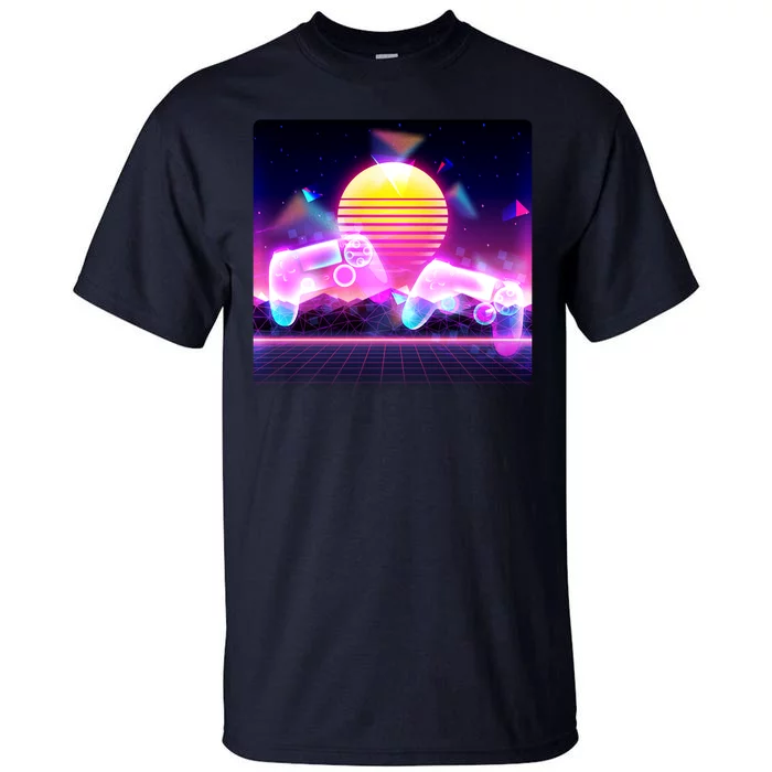 Retro Wave 80's Video Game Controllers Tall T-Shirt