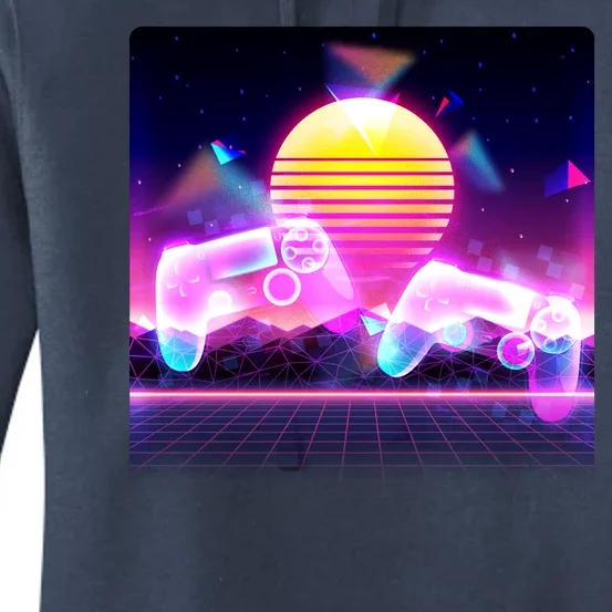 Retro Wave 80's Video Game Controllers Women's Pullover Hoodie