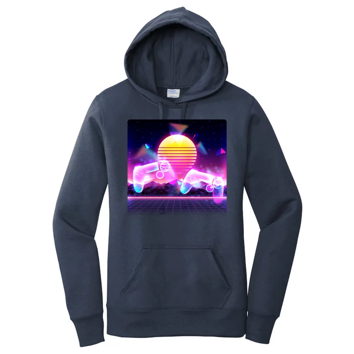 Retro Wave 80's Video Game Controllers Women's Pullover Hoodie