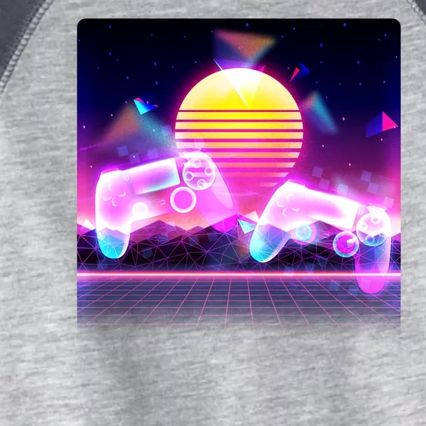 Retro Wave 80's Video Game Controllers Toddler Fine Jersey T-Shirt