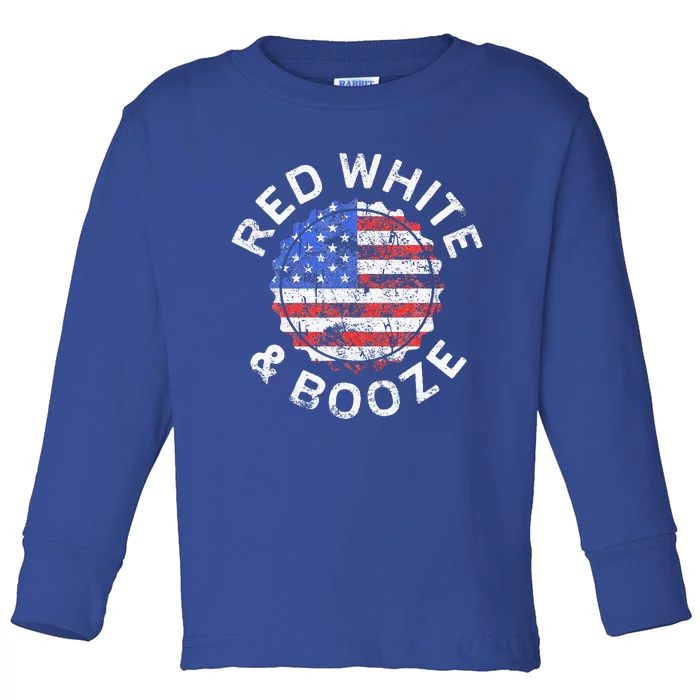 Red White And Booze Drinking Toddler Long Sleeve Shirt