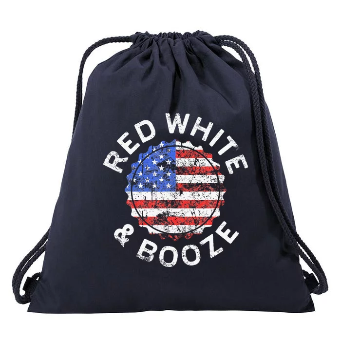 Red White And Booze Drinking Drawstring Bag