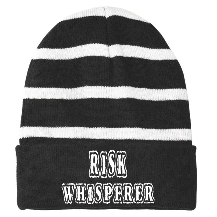 Risk Whisperer Actuary Actuarial Management Manager Gift Striped Beanie with Solid Band