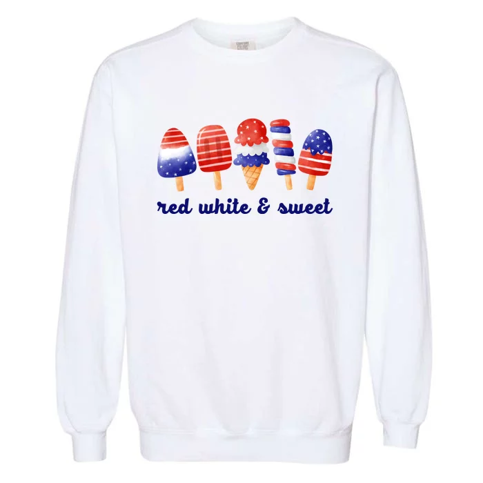 Red White And Sweet 4th Of July Garment-Dyed Sweatshirt