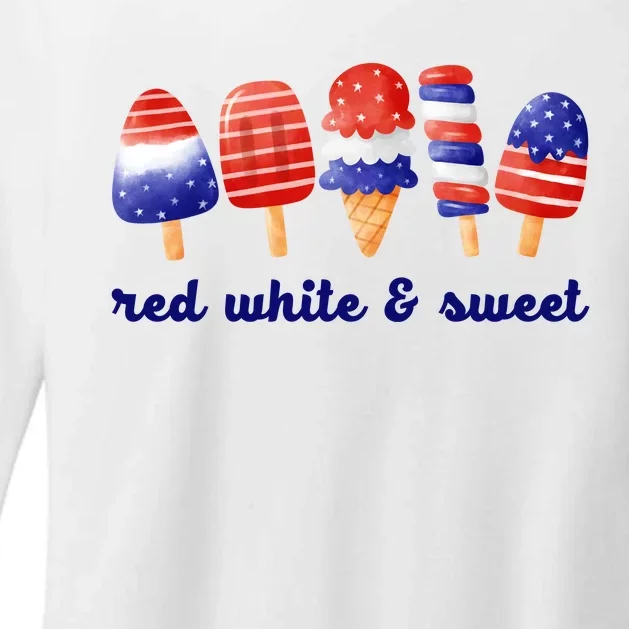 Red White And Sweet 4th Of July Womens CVC Long Sleeve Shirt