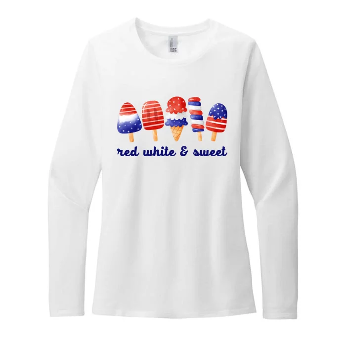 Red White And Sweet 4th Of July Womens CVC Long Sleeve Shirt