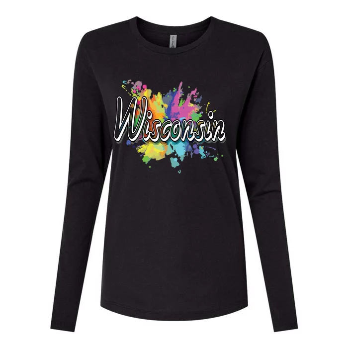 Retro Wisconsin Apparel For Women Wisconsin Womens Cotton Relaxed Long Sleeve T-Shirt