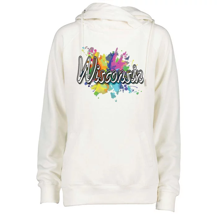 Retro Wisconsin Apparel For Women Wisconsin Womens Funnel Neck Pullover Hood