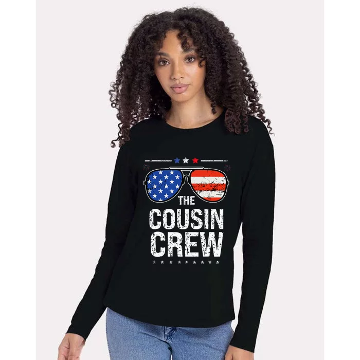 Red White And Blue Cousin Crew 4th Of July Independence Day Womens Cotton Relaxed Long Sleeve T-Shirt