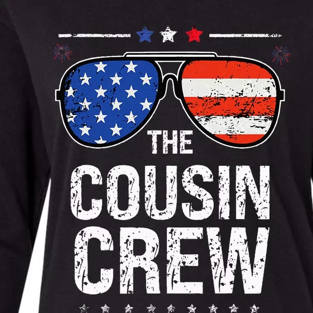 Red White And Blue Cousin Crew 4th Of July Independence Day Womens Cotton Relaxed Long Sleeve T-Shirt