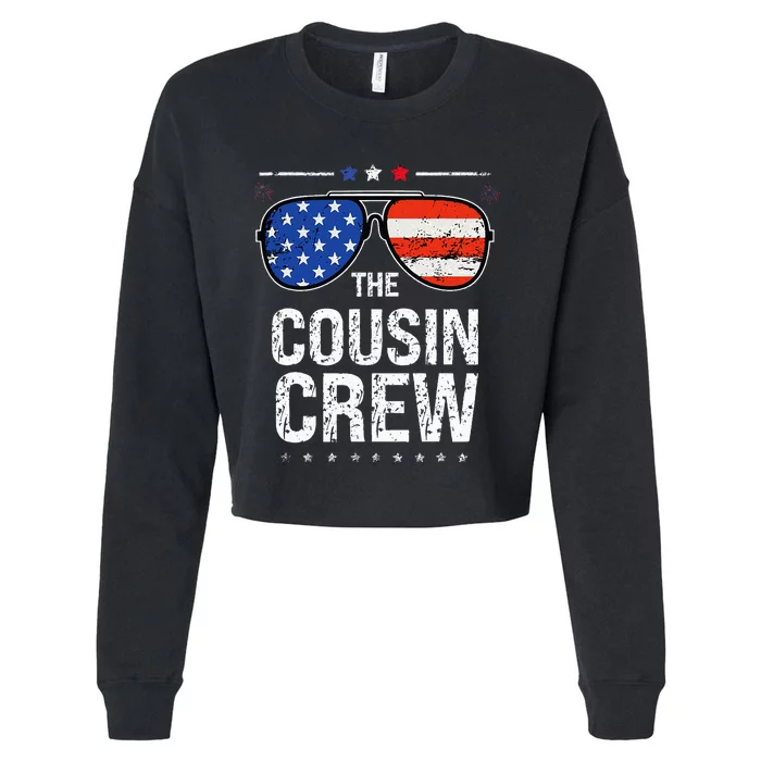 Red White And Blue Cousin Crew 4th Of July Independence Day Cropped Pullover Crew